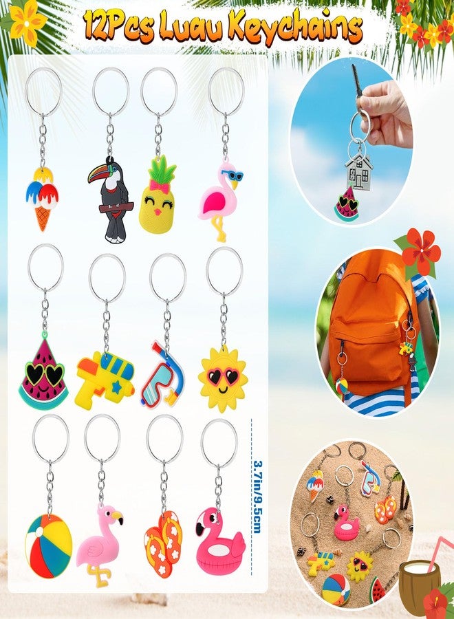 Winrayk 98Pcs Tropical Luau Party Favors Hawaiian Birthday Supplies, Straw Mini Bubble Wand Slap Bracelet Keychain Sticker Pinata Filler Goody Bag Stuffer Kids Summer Pool Beach Hawaiian Party Favors - Image 5